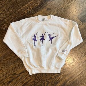 Ballerina White Sweatshirt with Purple Dancer Print